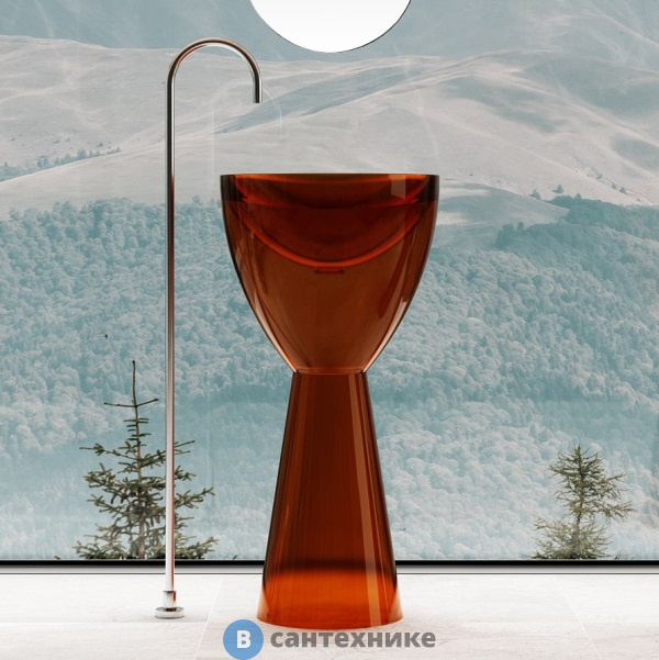 Раковина ABBER Kristall AT2703Opal, отдельностоящая прозрачная, коричневый