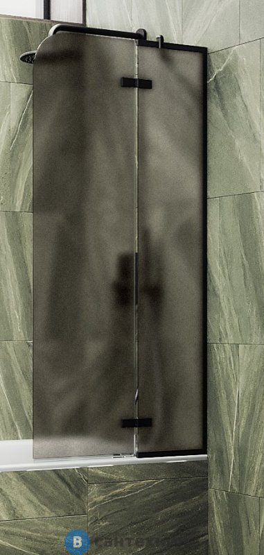 Шторка для ванны поворотная с добором MaybahGlass 1400*690 Стекло 6 мм Бронза матовая (MGV-658-6)