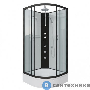 картинка Душевая кабина Niagara NG-6703-14BKTG (800х800х2100) средний поддон, стекло прозрачное