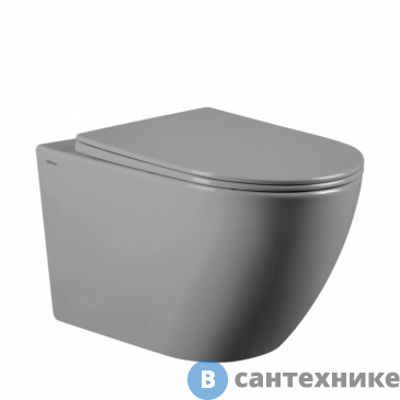 картинка Унитаз подвесной ABBER Bequem AC1103MG серый матовый, безободковый