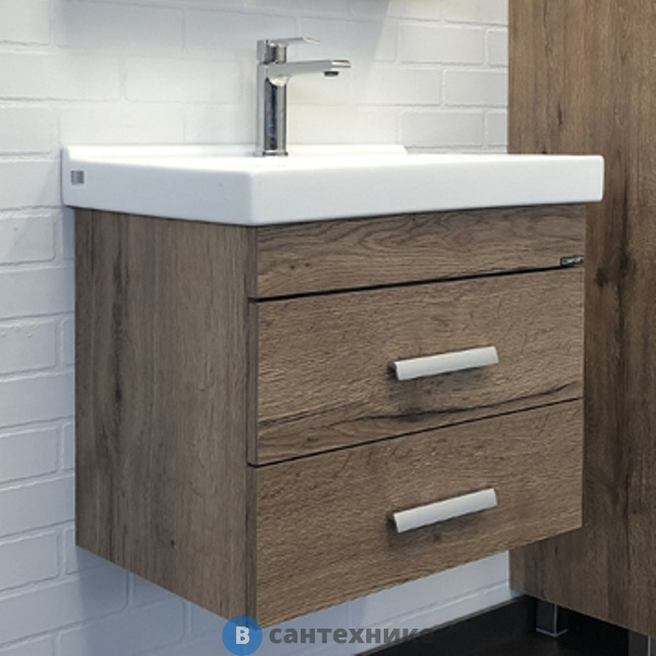 Тумба Comforty Никосия-60П дуб тёмный с раковиной Fest 60 F01