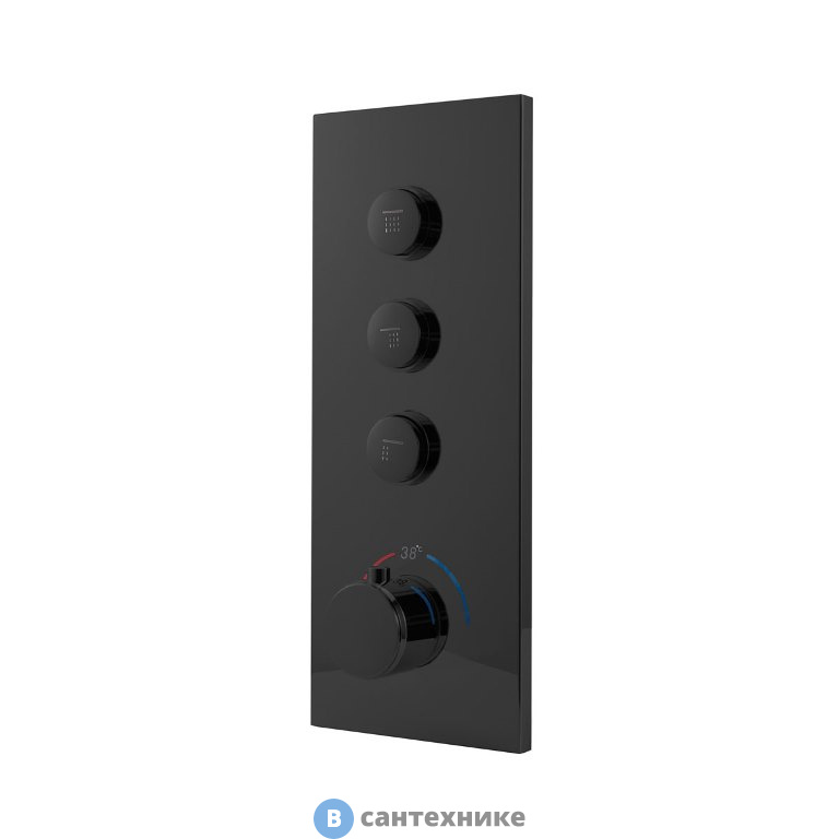 Встраиваемый смеситель Vincea VSCV-433TMB для душа трехфункциональный, термостатический, черный