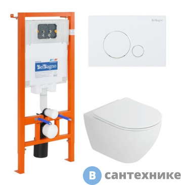 картинка Комплект BelBagno 4 в 1 CZR-6601-TH-TOR/CZR2316SC/BB002-80/BB014-SR-BIANCO (унитаз подвесной Cezares STYLUS-TOR CZR-6601-TH-TOR с сид-ем CZR-2316-SC + система инст. для унит-в BB002-80 с кн.смыва BB014-SR-BIANCO)