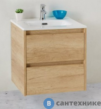 картинка Тумба под раковину BelBagno 51 см KRAFT 39-500/390-2C-SO-RNN подвесная с двумя выкатными ящиками, Rovere Nebrasca Nature