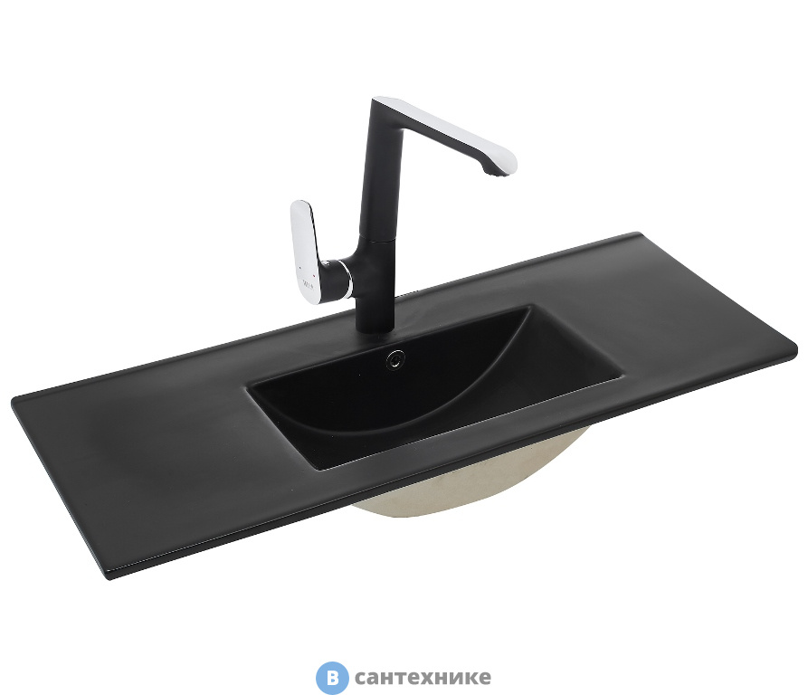 Раковина WELTWASSER DEILBACH 7517-100 MT- BL врезная (матовая чёрная) /1015х395х175/