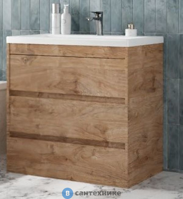 Тумба под раковину Art & MAX FAMILY-M FAMILY-M-750-3C-PIA-HG напольная с тремя выкатными ящиками, Harbor Golden, 750x470x845