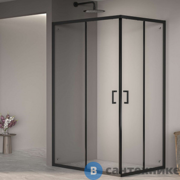 картинка Душевой уголок RGW PA-040B 90*100*195 Чёрный/ Прозрачное (3508104090-14), без поддона