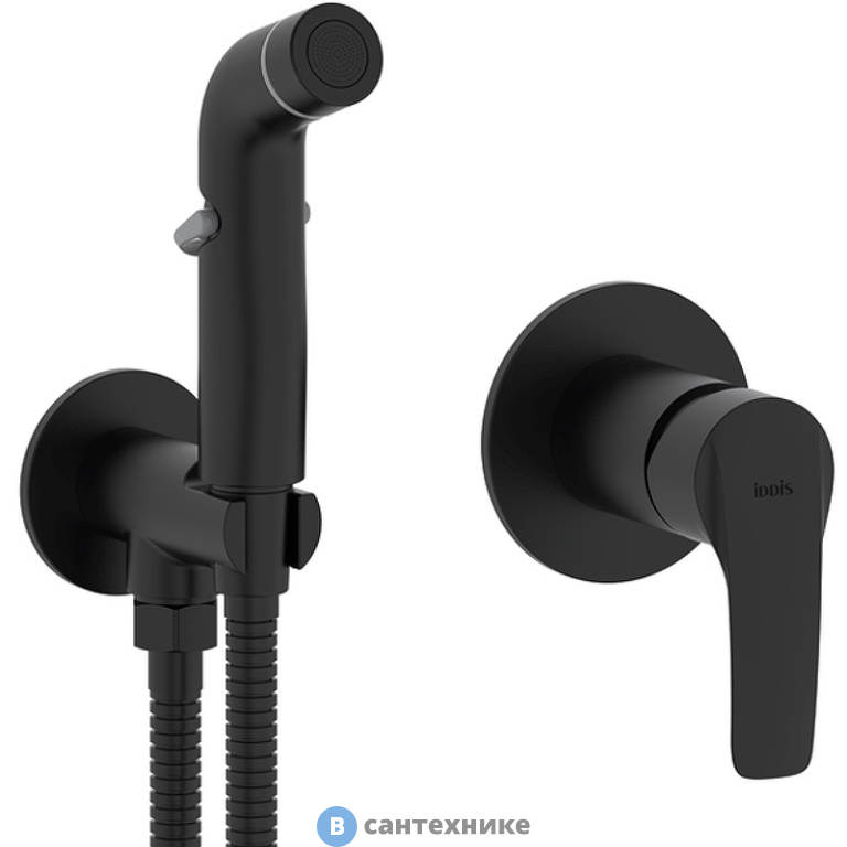 Смеситель IDDIS Ray RAYBLR2i08 встраиваемый с гигиеническим душем, чёрный матовый