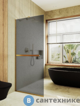 картинка Душевая перегородка в профиле MaybahGlass 1950*690 Стекло 8 мм Графит матовый +Полотенцесушитель (MGD-724-3у)