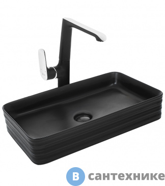 картинка Раковина WELTWASSER ELBACH 2250 MB накладная (матовая чёрная) /675х380х120/