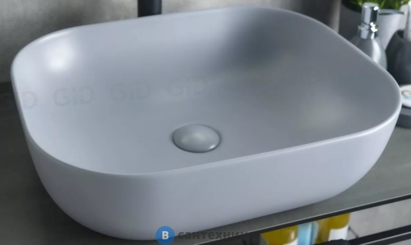 Раковина накладная GID-ceramic Gm1302 серый матовый (500х400х140)