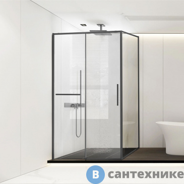 картинка Душевой уголок Vincea Slim Soft VSR-1SS1012CLGM, 1200*1000, вороненая сталь, стекло прозрачное