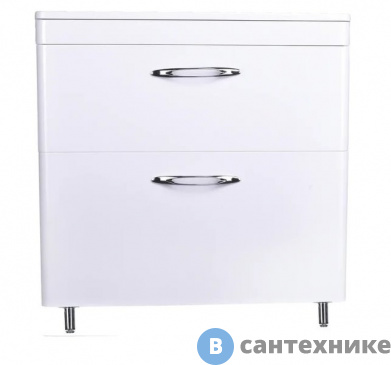 картинка Тумба под раковину Style line Каре 80 (2 ящ.) Люкс белая, напольная PLUS (2000949234243)