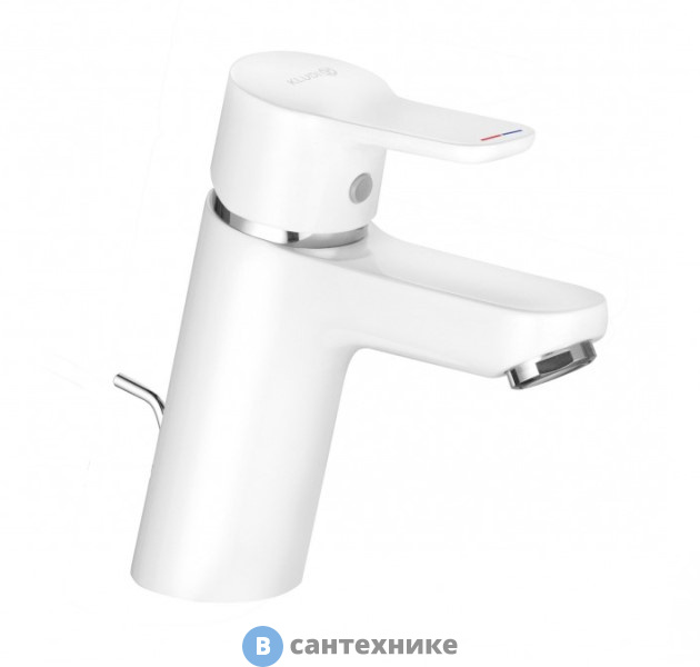 Смеситель Kludi 373829165 PURE&EASY однорычажный на умывальник 70, с донн.клапаном, белый