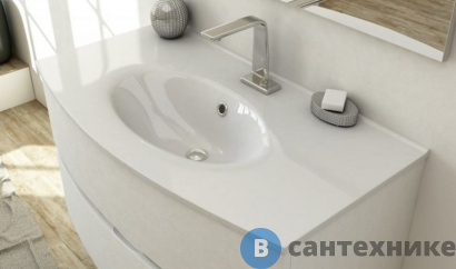 картинка Раковина Cezares из искусственного мрамора 50195 Bianco (101x52)