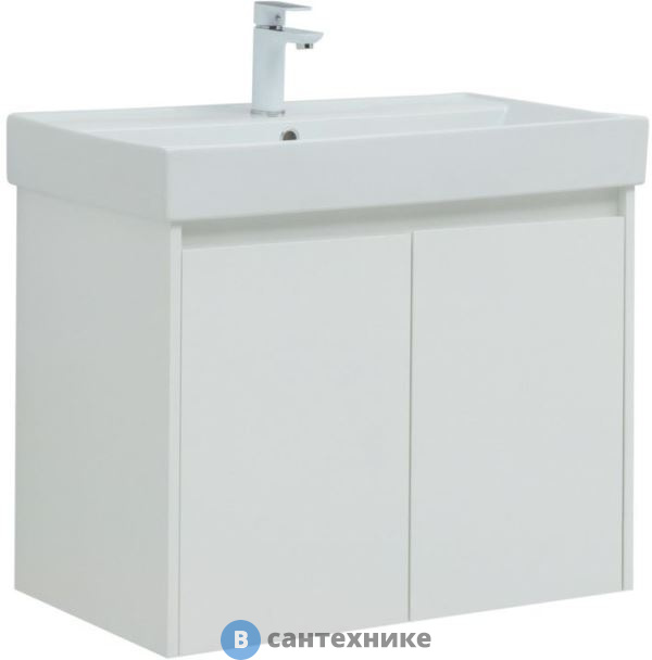 Тумба под раковину Aquanet Nova Lite 75 2 дв. бел. глянец (298850)