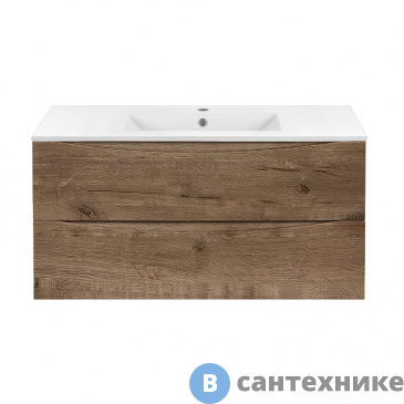 картинка Тумба под раковину Vincea Mia 1000 подвесная, 2 выкатных ящика soft close, V.Oak (VMC-2MC100VO)