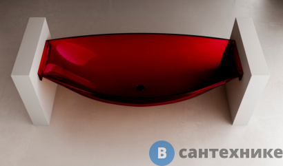 картинка Ванна ABBER Kristall AT9704Rubin 180*80 прозрачная, подвесная, красная