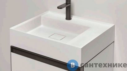 картинка Раковина Antonio Lupi Graffio подвесная 54х50х12 см, c 1 отв., без перел, с д/клап (хром), мат-л: Ceramilux, белый (GRAFFIO54 Bianco/cr*1)