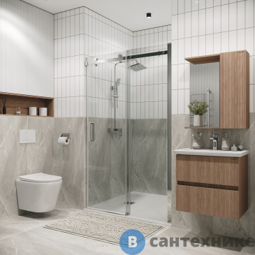 картинка Дверь в нишу Grossman Classic 100.K33.04.140.10.00 (140х195) хром, стекло прозрачное, раздвижная