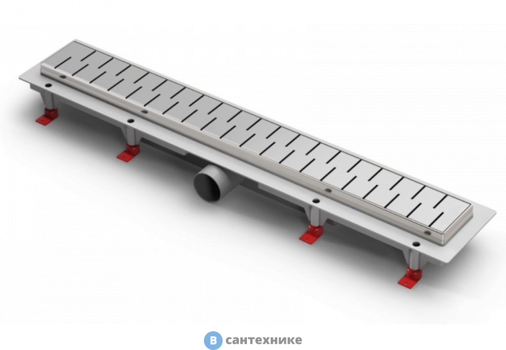 Водоотводящий пластиковый желоб AZARIO D40 (боковой слив) c рамкой из нерж. стали, с решеткой Medium 850 мм (AZ-CH 850 MN)