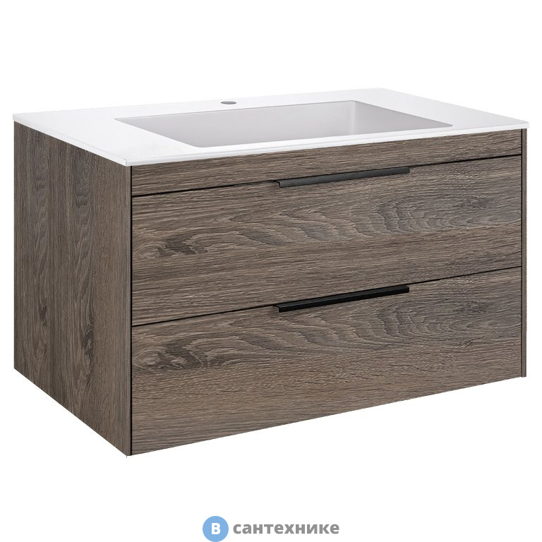 Тумба под раковину Vincea Chiara 2D 800 подвесная, 2 выкатных ящика soft-close, R.Oak (VMC-2C2800RO)