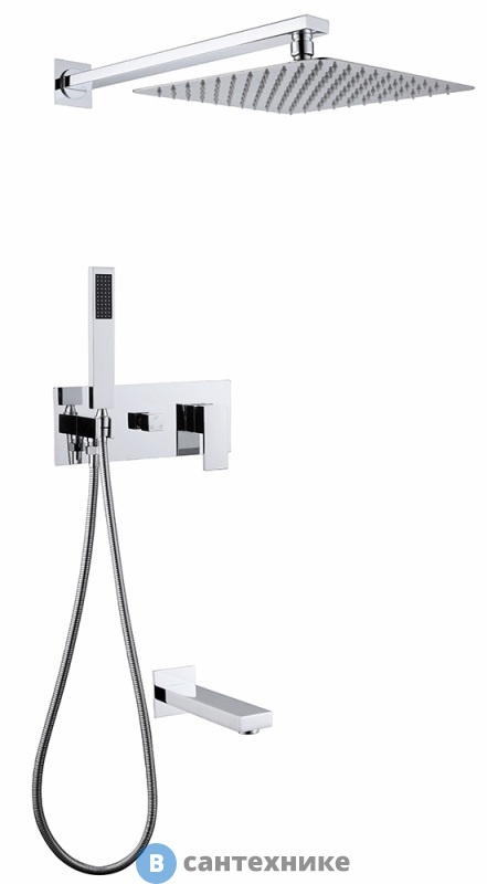 Душевая система ABBER Daheim AF8217 скрытого монтажа с изливом, хром