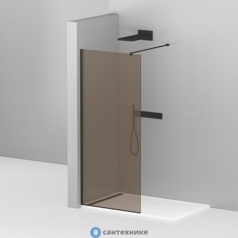 Душевая перегородка CEZARES LIBERTA-L-1-100-120-BR-NERO с односторонним входом, стекло бронза, профиль чёрный, 1000x1200x1950 мм