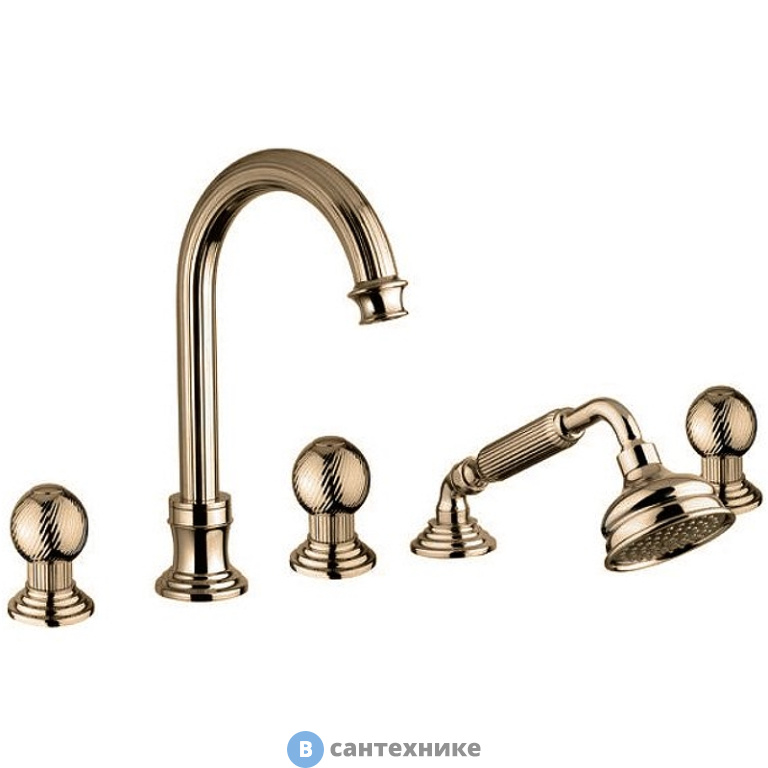 Смеситель Cezares OLIMP-BVD-02-M на борт ванны с выдвижным душем и переключателем, бронза