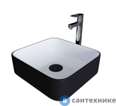 картинка Раковина Grossman GR-4042BW (385*385*140) чёрная, белая внутри