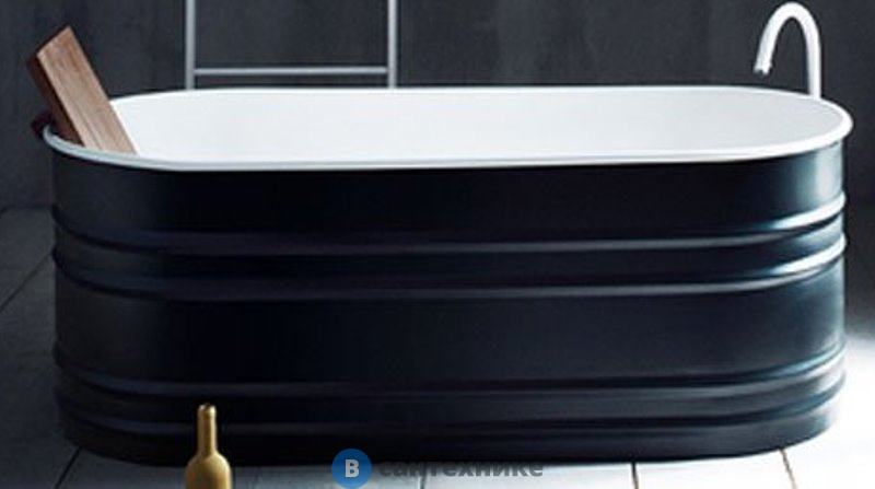 Ванна Agape Vieques из стали отдельностоящая 171x72.6x63.5 см, без опоры под спину, темно-серый (AVAS0911ZG), без сифона