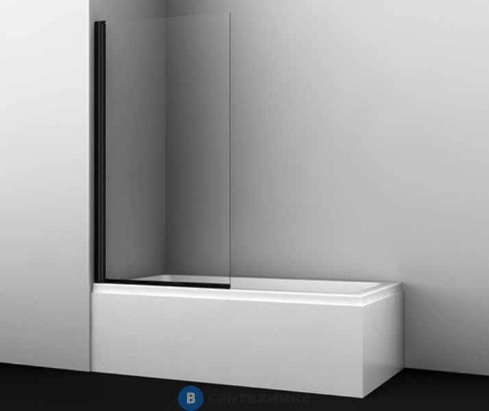 Стеклянная шторка WasserKRAFT Berkel 48P01-80 Black на ванну