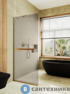 картинка Душевая перегородка в профиле MaybahGlass 1950*690 Стекло 8 мм Бронза матовая +Полотенцесушитель (MGD-722-3у)