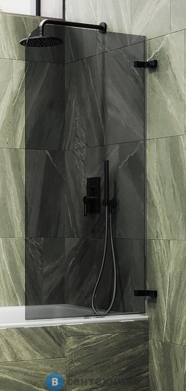 Шторка для ванны поворотная на петлях MaybahGlass 1400*705 Стекло 6 мм Графит (MGV-654-6)