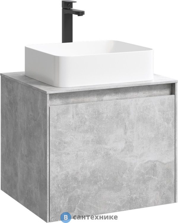 Тумба под умывальник Aqwella Mobi 60 подвесная, бетон светлый, без фасада (MOB0106BS)