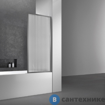 картинка Душевая шторка на ванну Vincea VSB-41700FLGM, 700*1400, вороненая сталь, стекло рифленое