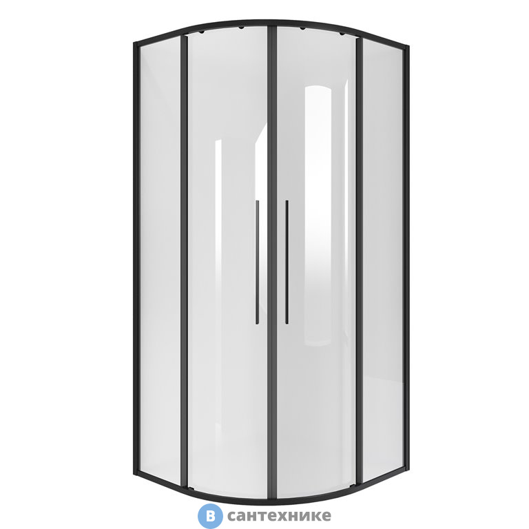 Душевое ограждение Niagara NG-6825-34 BLACK (80*80*195) полукруг, раздвижная, черный матов, стекло прозрач, без поддона