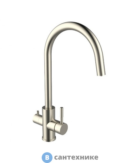 Смеситель Agger Zest A0700733 для кухни 2х1 с возможностью подачи фильтрованной воды, сталь