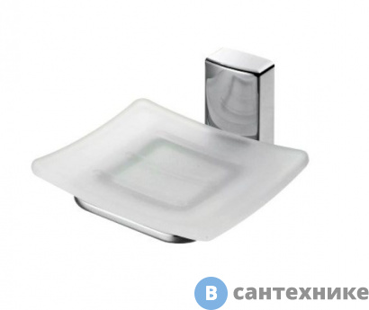 картинка Мыльница WasserKRAFT Leine K-5029 стеклянная металл, хромоникелевое покрытие, матовое стекло