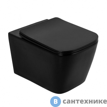 картинка Унитаз BelBagno ARDENTE-C BB3202CHR-MB подвесной безободковый с креплением, чёрный матовый, без сиденья