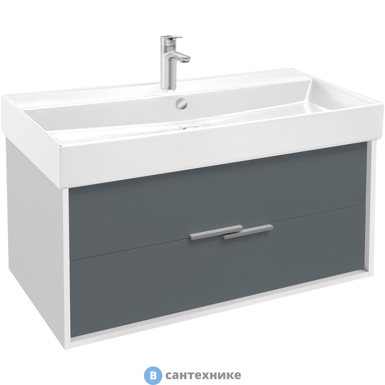 Тумба под раковину Jacob Delafon VIVIENNE EB1668-J5-J54 100 см, корпус белый блестящий, фасад серый матовый