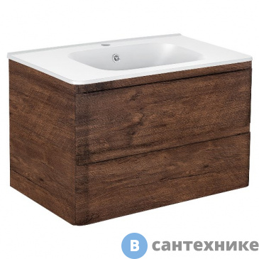 картинка Тумба под раковину Vincea Vico 800 подвесная, 2 выкатных ящика soft close, R.Wood (VMC-2V800RW)