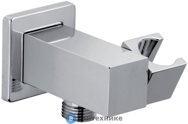 Держатель Paini 50CR480Q квадратный регулируемый, для душа с выводом и соединением для воды, хром