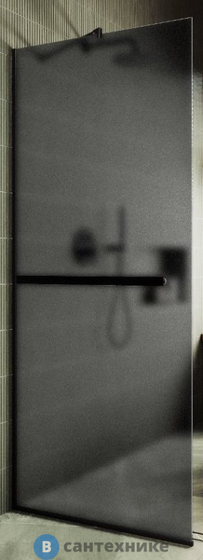 Душевая перегородка в профиле MaybahGlass 1950*790 Стекло 8 мм Графит матовый +Полотенцесушитель (MGD-730-6у)