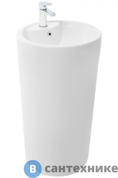 картинка Раковина WELTWASSER LEERBACH 4646 GL-WT (SALZBACH 007 GL-WT) напольная белая глянец 460х460х830