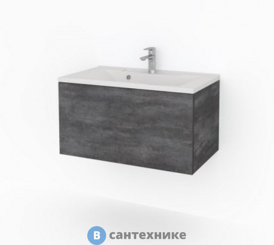 Тумба Какса-а КРИСТАЛЛ -22-80 подвесная, под умывальник Milen80/Elen-80, серая /004831/