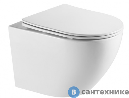 картинка Унитаз подвесной AZARIO Grado AZ-0046-UQ3 безободковый, с сидением микролифт 490*370*360