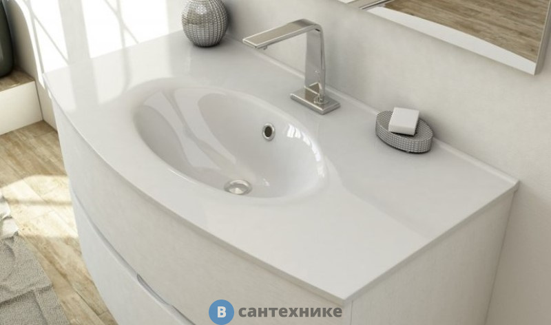 Раковина Cezares из искусственного мрамора 50195 Bianco (101x52)