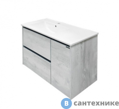 картинка Тумба Comforty Бремен-90 дуб белый с раковиной COMFORTY 9090EL