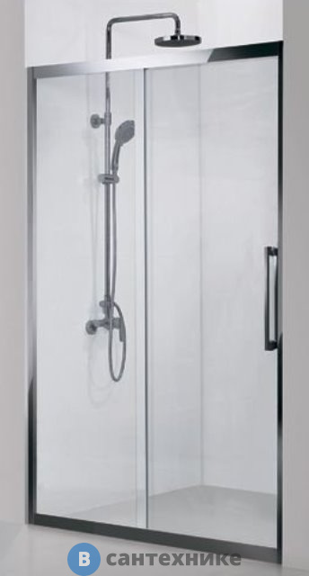 Откатная дверь Aquanet NPE6121 DELTA (1200х2000) нержавеющая сталь стекло прозрачное (183214)